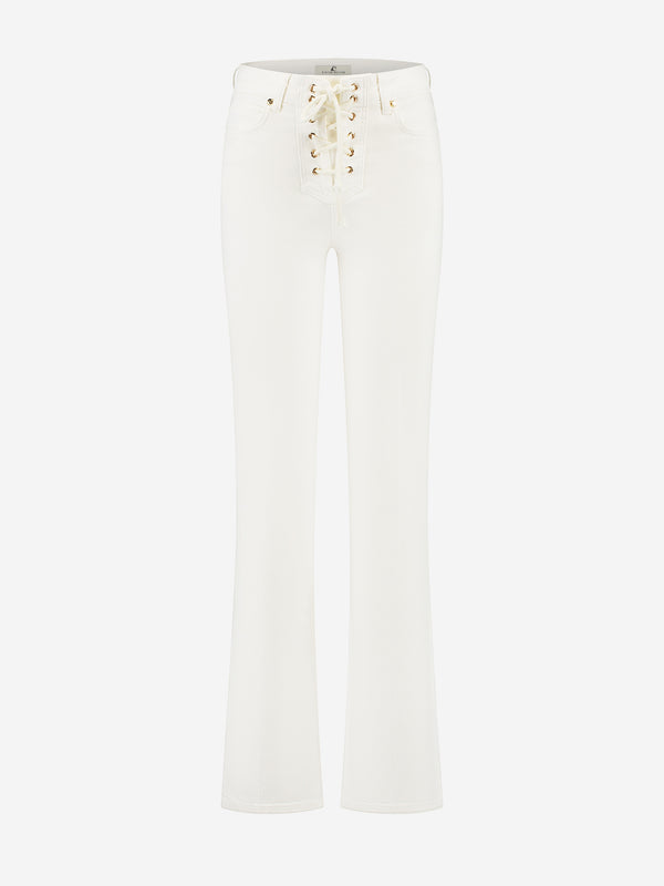 bella lace up jeans star white