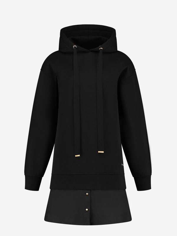 Cord hoodie dress black