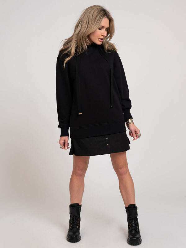 Cord hoodie dress black