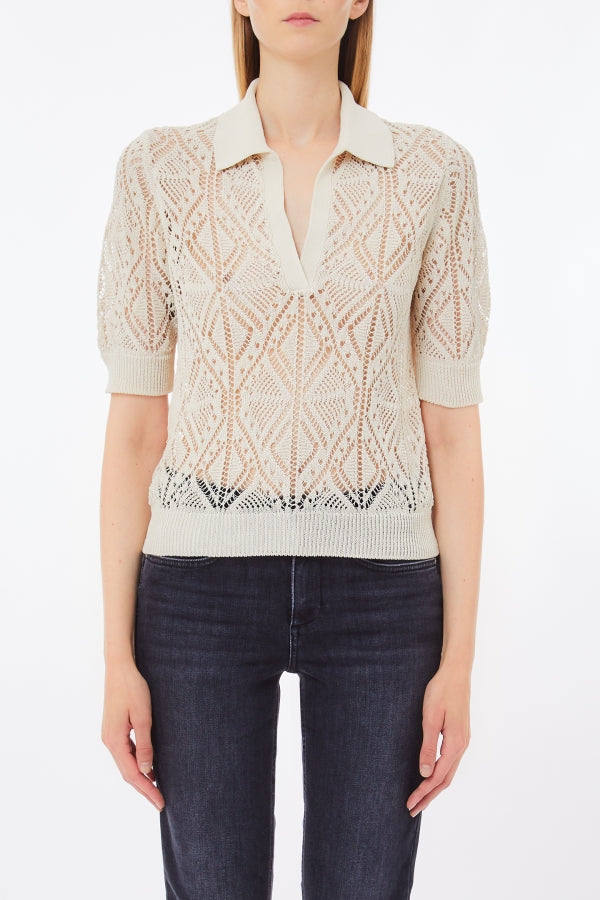 Cotton-blend crochet jumper