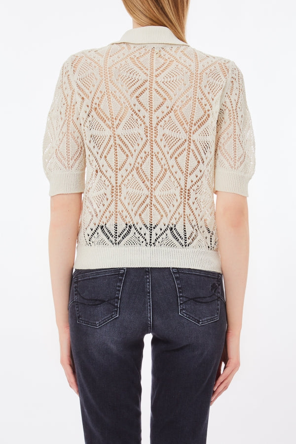 Cotton-blend crochet jumper