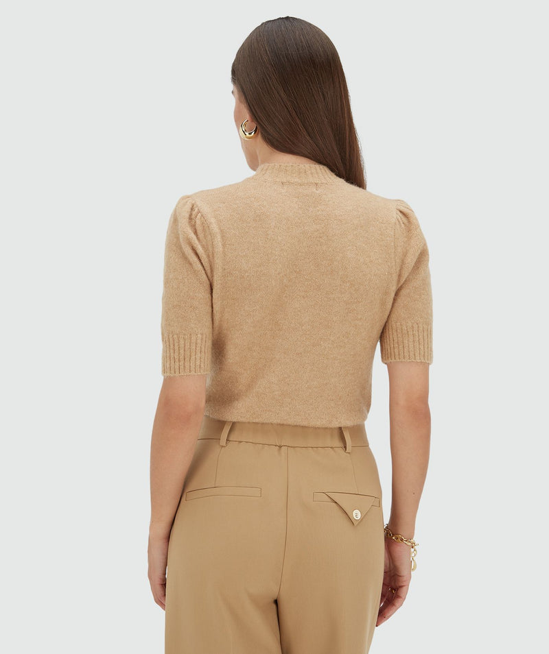 franka fitted top light brown melange