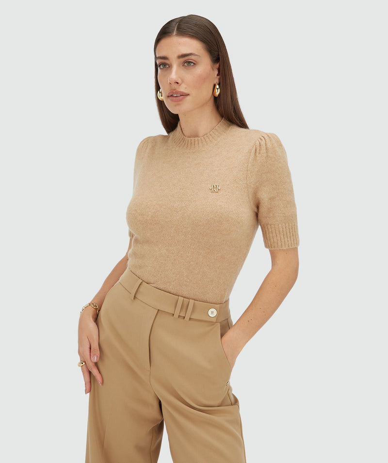 franka fitted top light brown melange