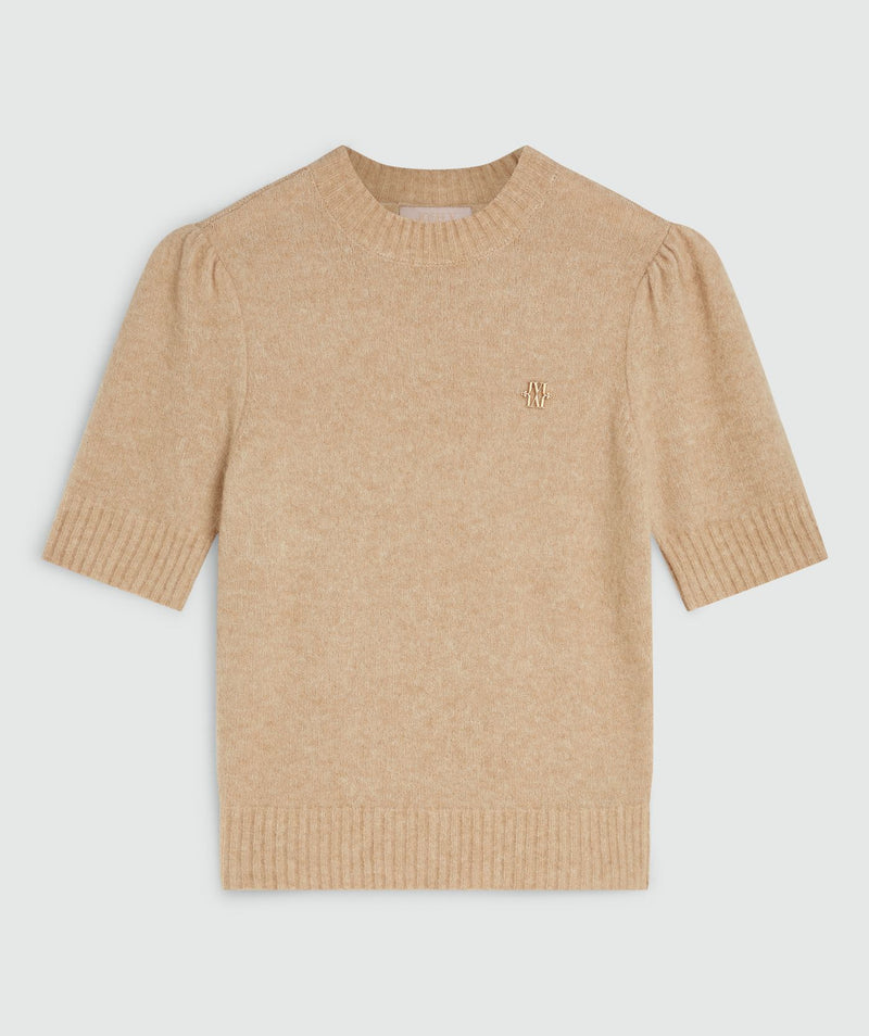 franka fitted top light brown melange