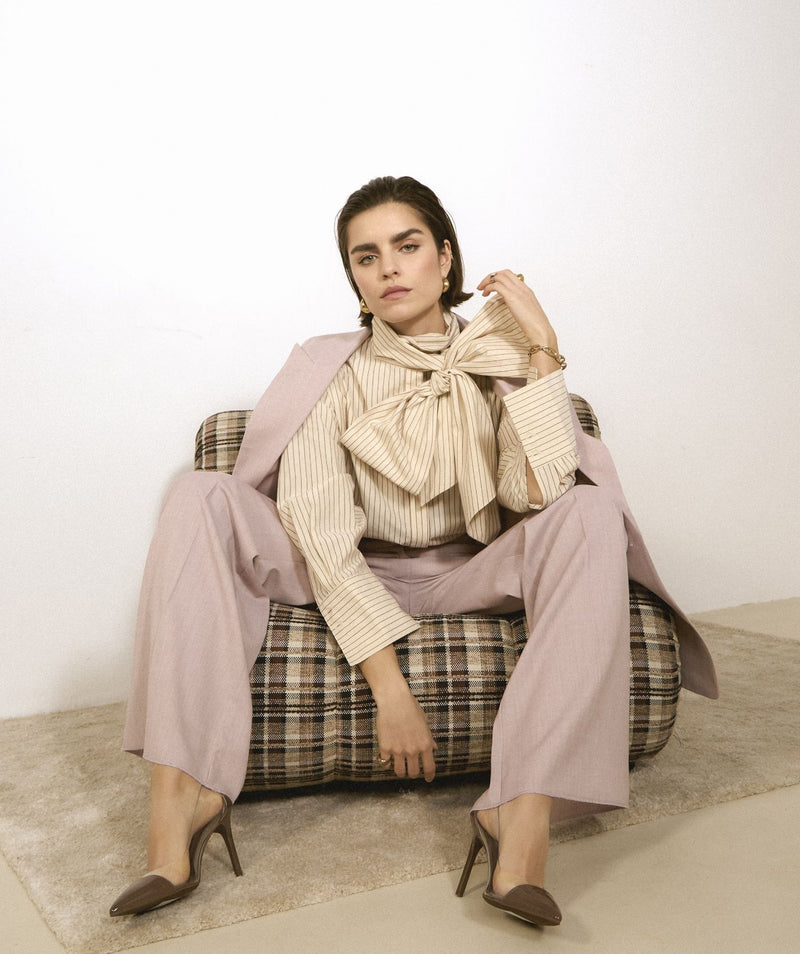Hedy blouse light ecru berry red
